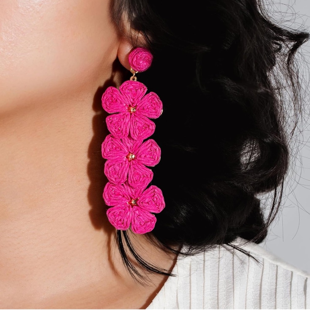 NEW Boho Raffia Floral Earrings 🌸